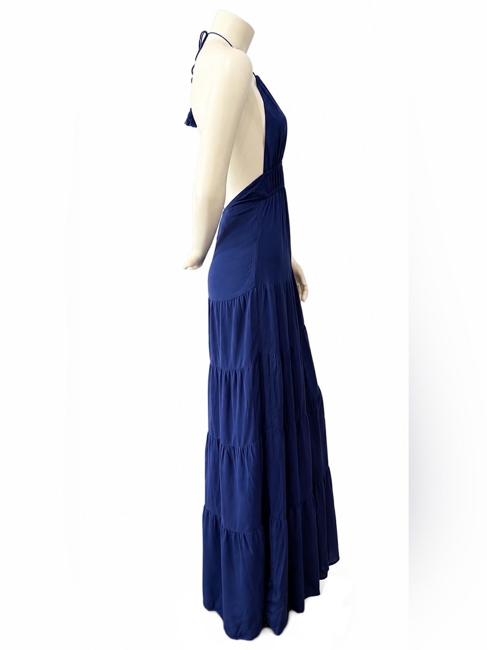 NWT Navy Halter Wide Leg Jumpsuit Open Back Tassel Size S SHEIN VCAY - Picture 3 of 10